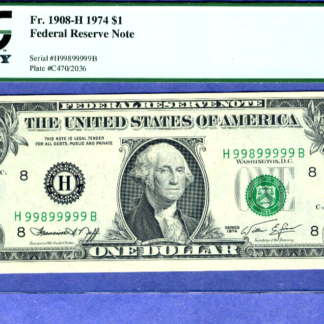 Serial # 99899999 VERY HIGH 7 of Kind SERIAL NUMBER (( near solid )) $1 series 1969-B